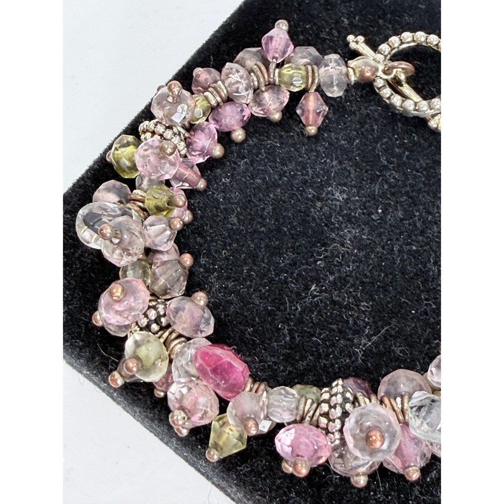 Multicolor‎ Tourmaline-Style Faceted Gemstone Cluster Toggle Bracelet 7.5